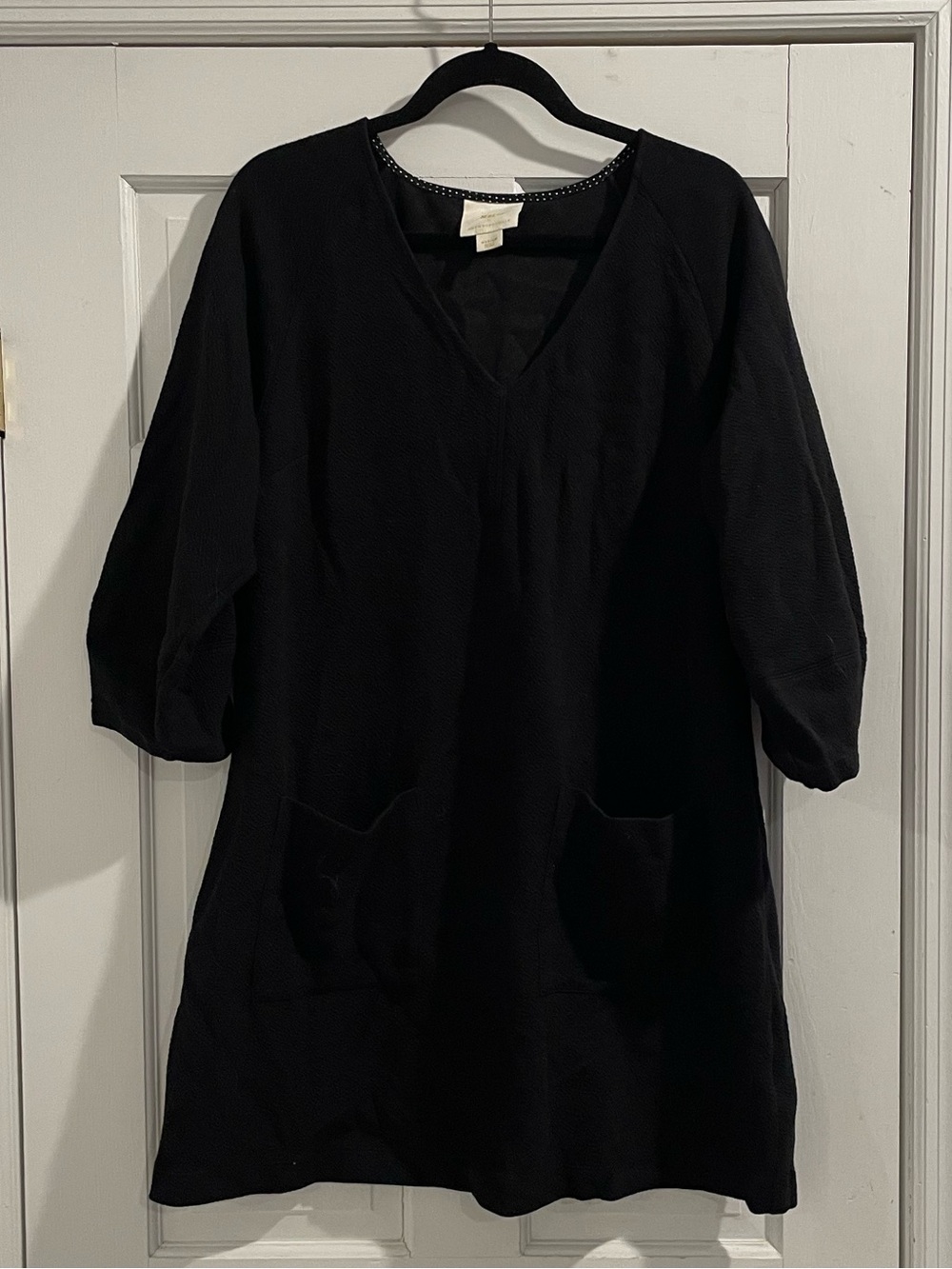 Anthropologie Black V-Neck Shift Dress with Front Pockets